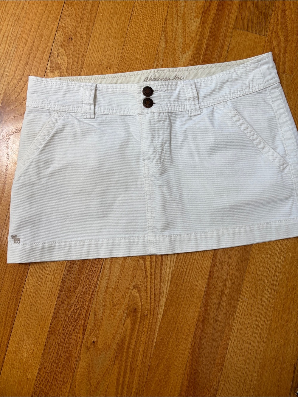 A&F White Denim Mini Skirt with Front Pockets